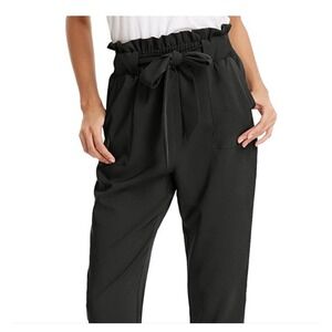 GRACE KARIN Paperbag Waist Ankle Pants Small Black NEW Casual Career Comfort